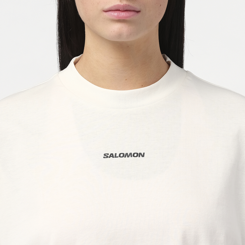 Womens Salomon LOGO SS TEE Whisper White T Shirts — view 2