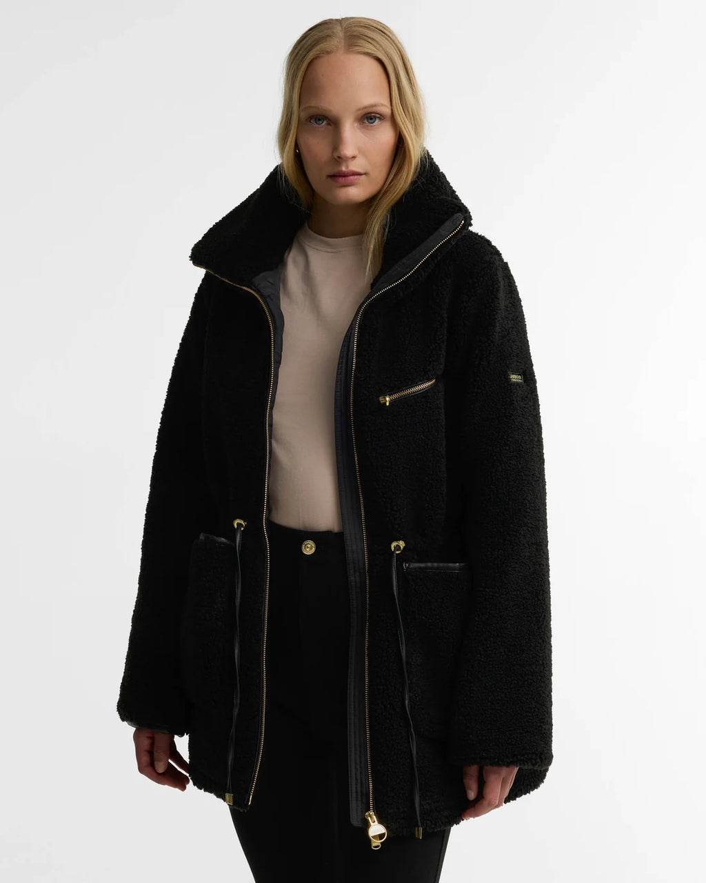 Women's Barbour International Kemora Fleece Casual In Black