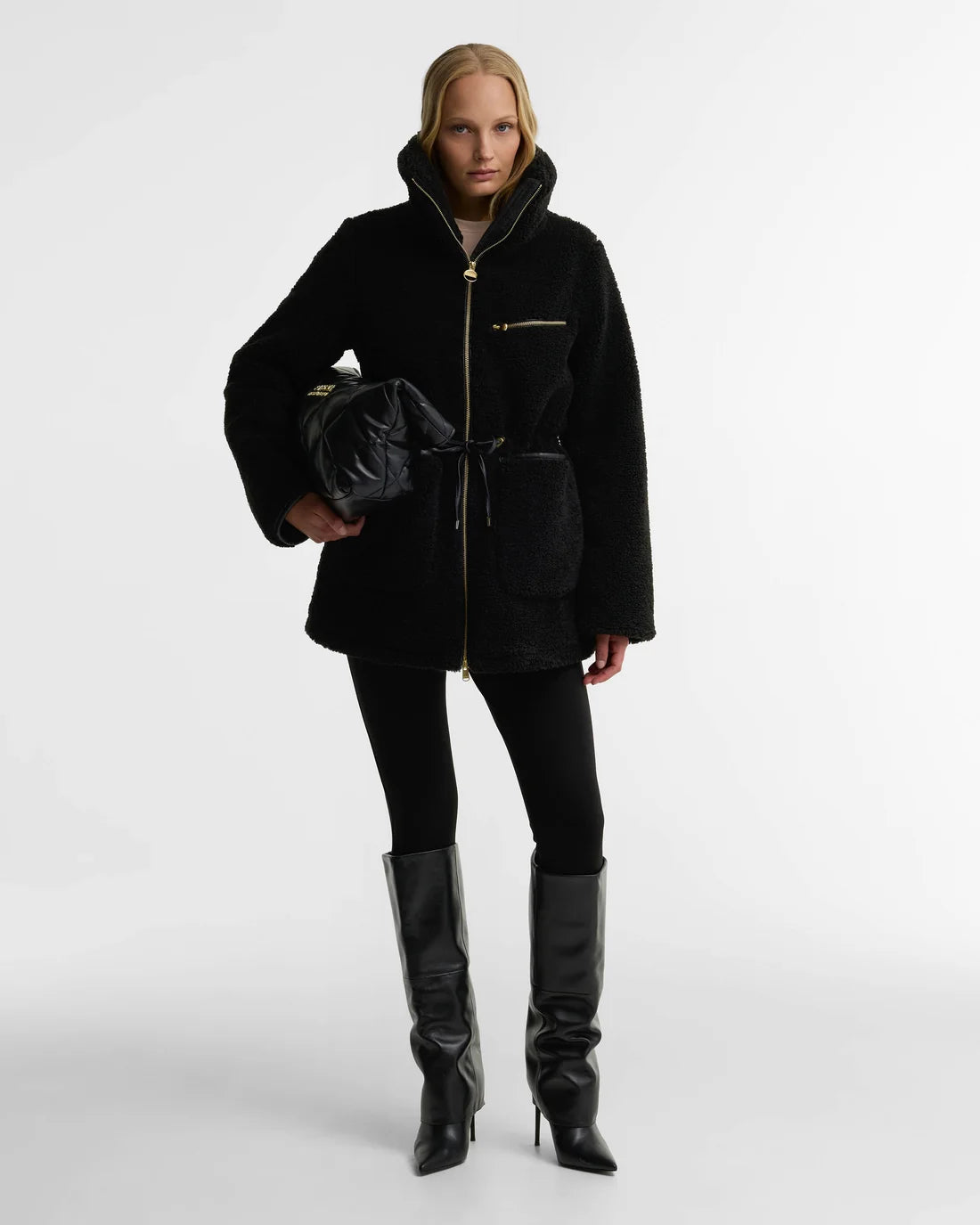 Women's Barbour International Kemora Fleece Casual In Black