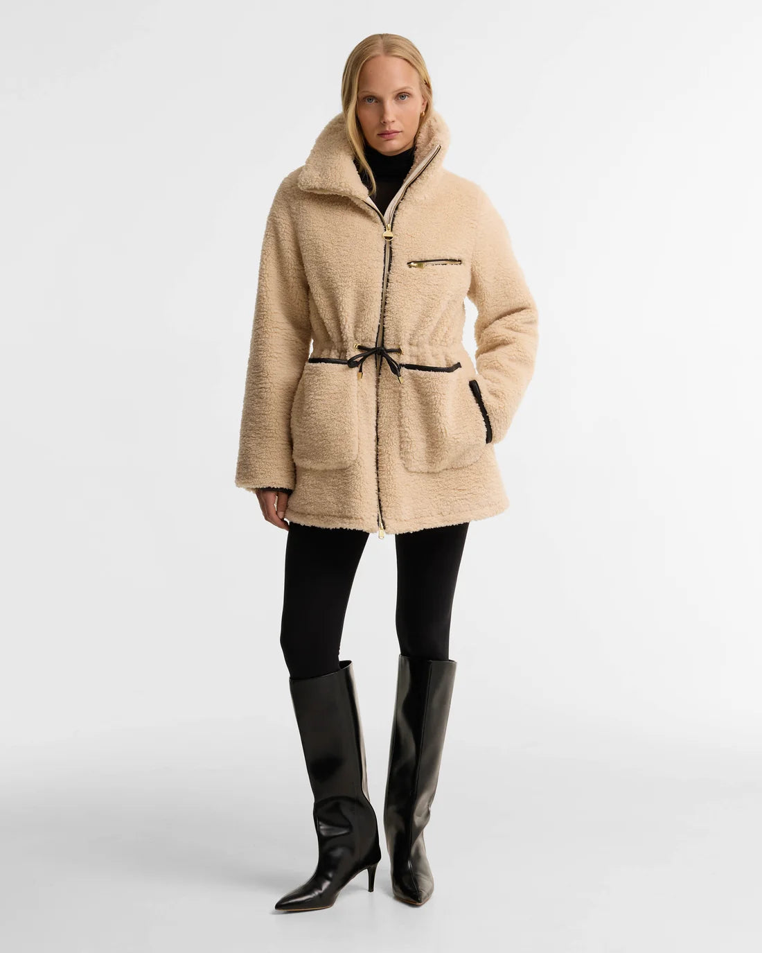 Women's Barbour International Kemora Fleece Casual In Jasmine/Black
