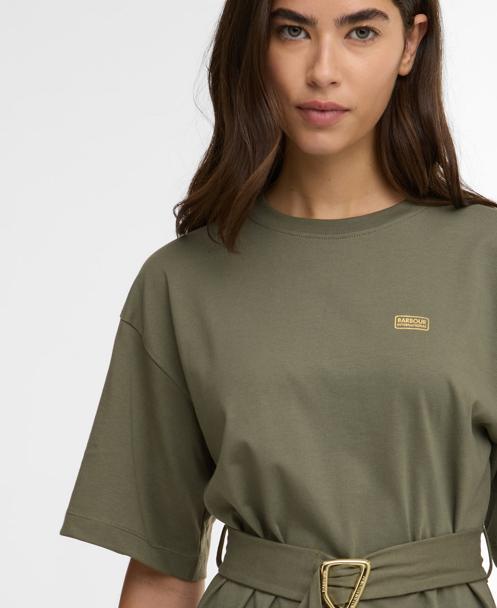 Women's Barbour International Uma Mini Dress in Dusty Khaki — view 5