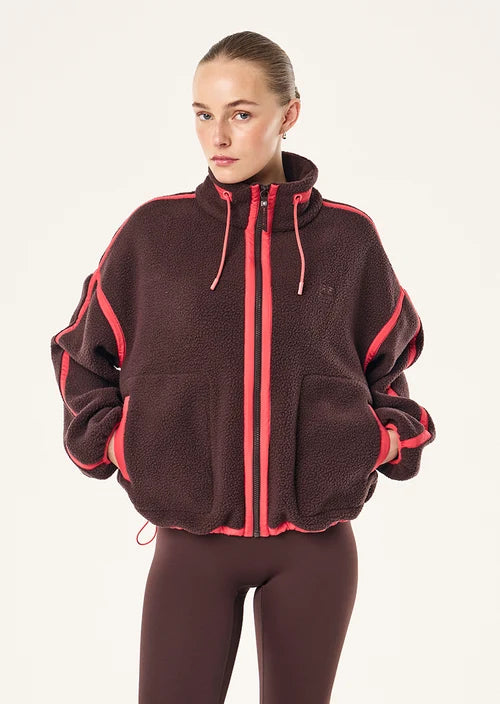 Women's P.E Nation Lennon Sherpa Jacket In Dark Plum & Strawberry
