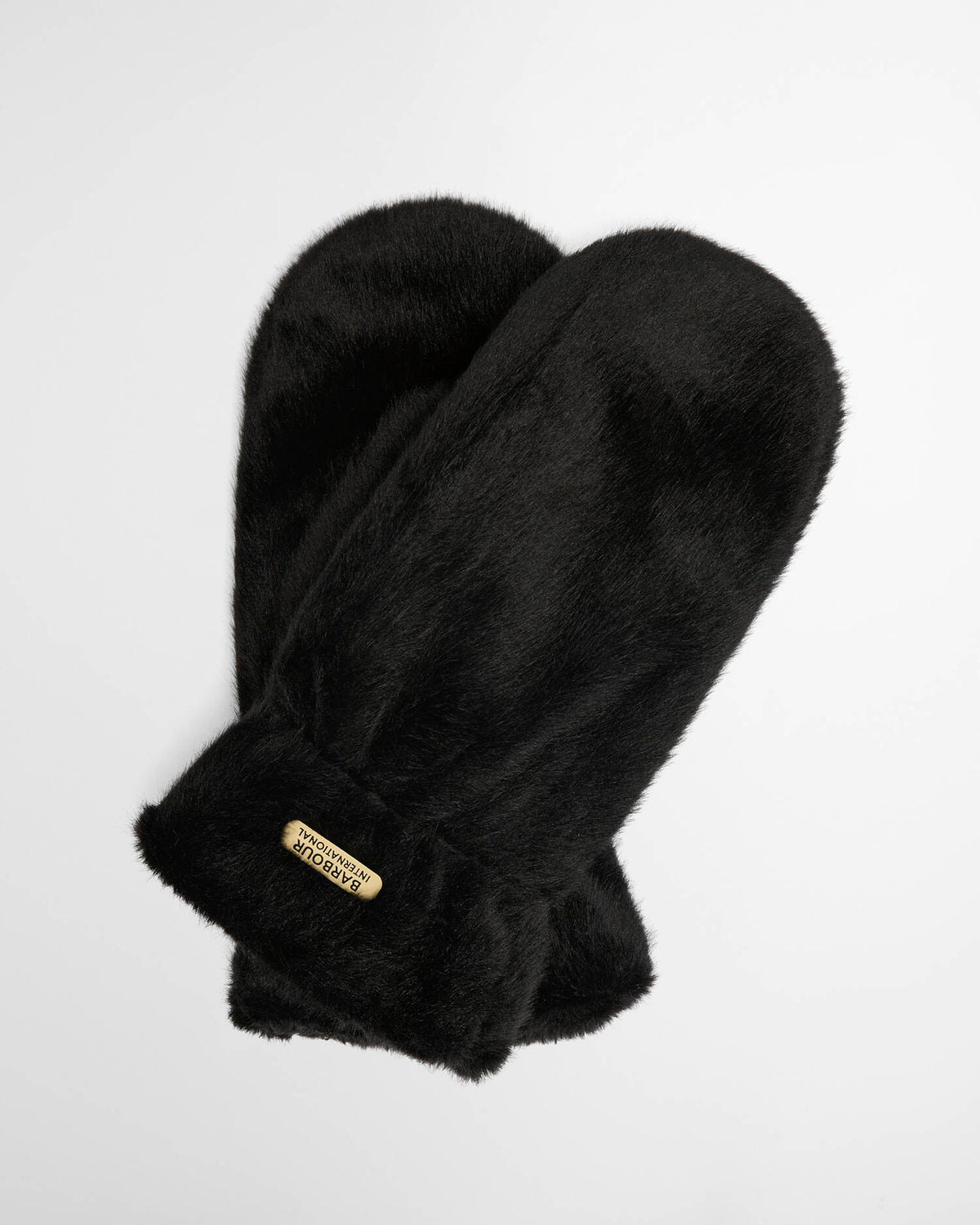Women's Barbour International Cyrus Faux Fur Mitts In Black