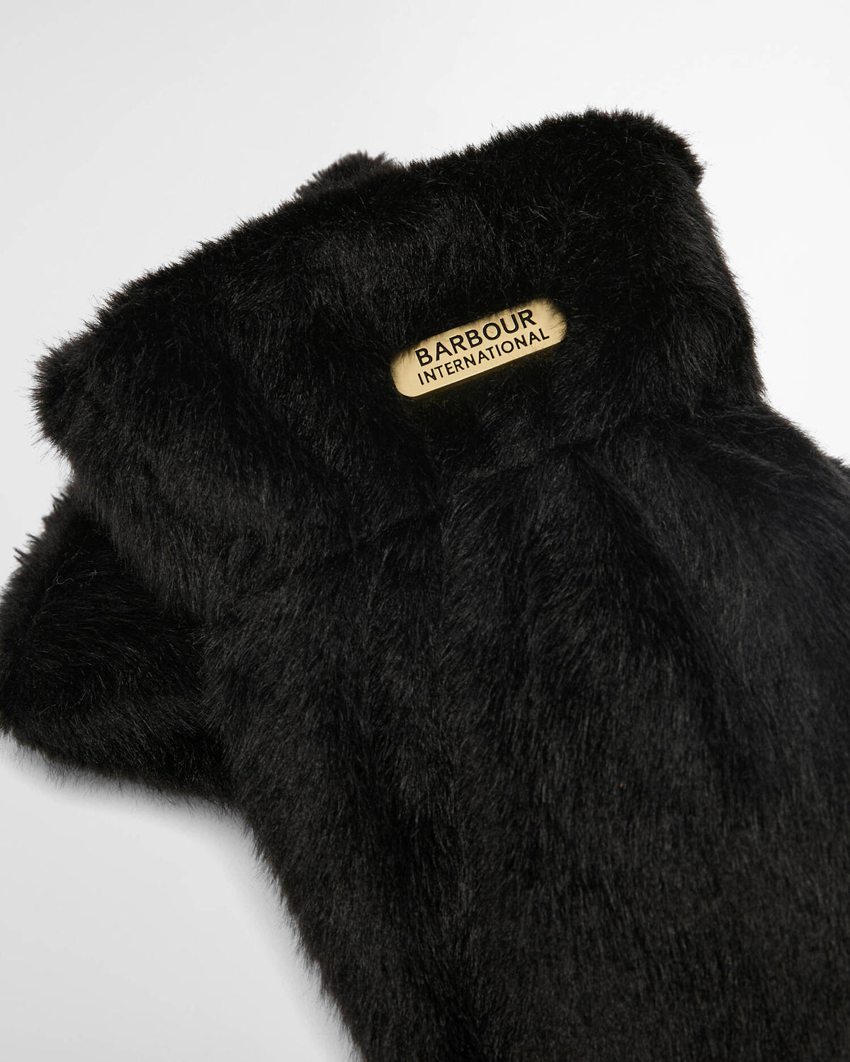 Women's Barbour International Cyrus Faux Fur Mitts In Black — view 2