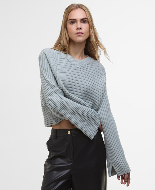 Women's Barbour International Zola Knitted Jumper in Light Steel Blue