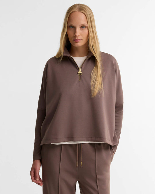 Women's Barbour International Kemora Half Zip Sweatshirt In Truffle