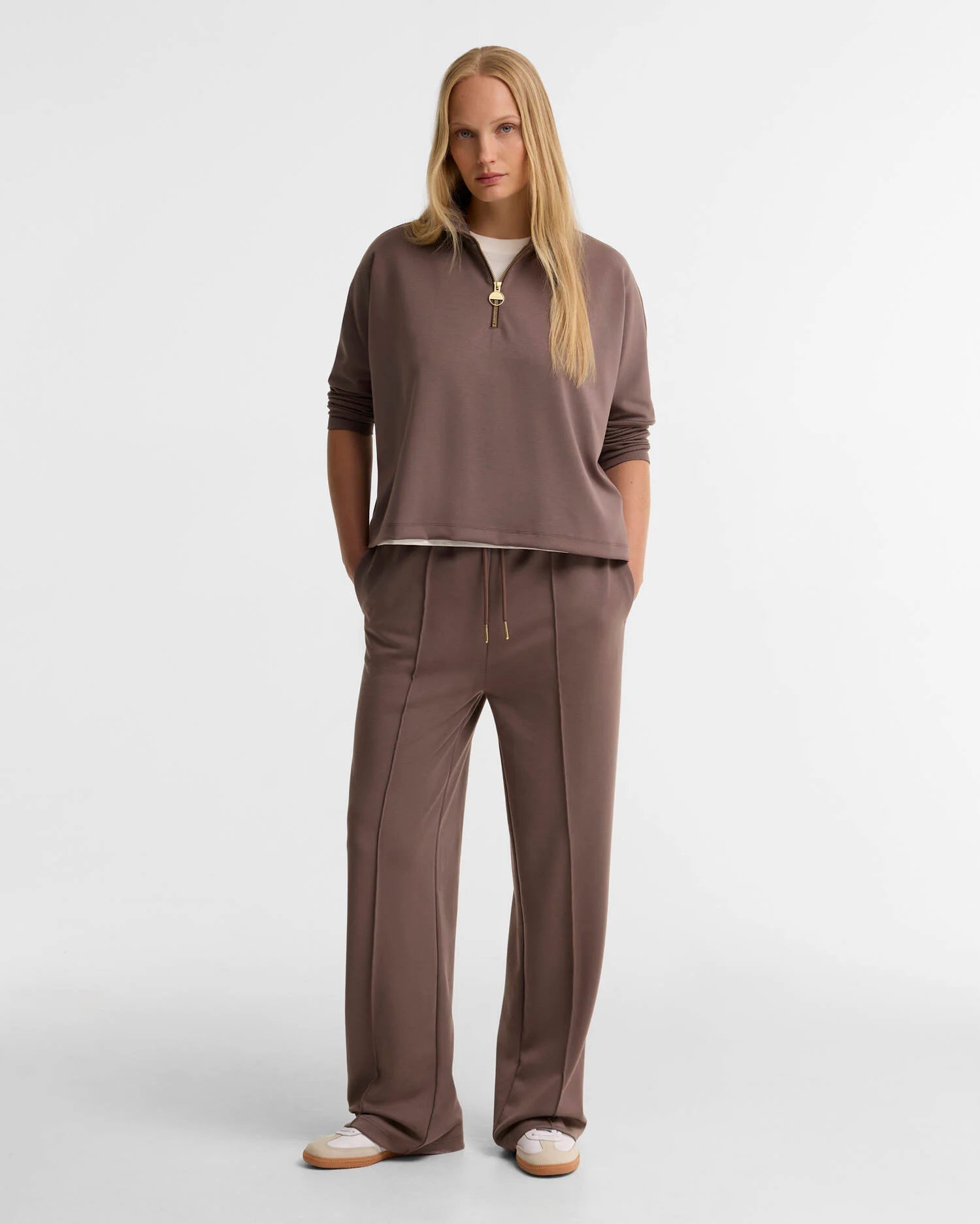 Women's Barbour International Kemora Half Zip Sweatshirt In Truffle — view 2
