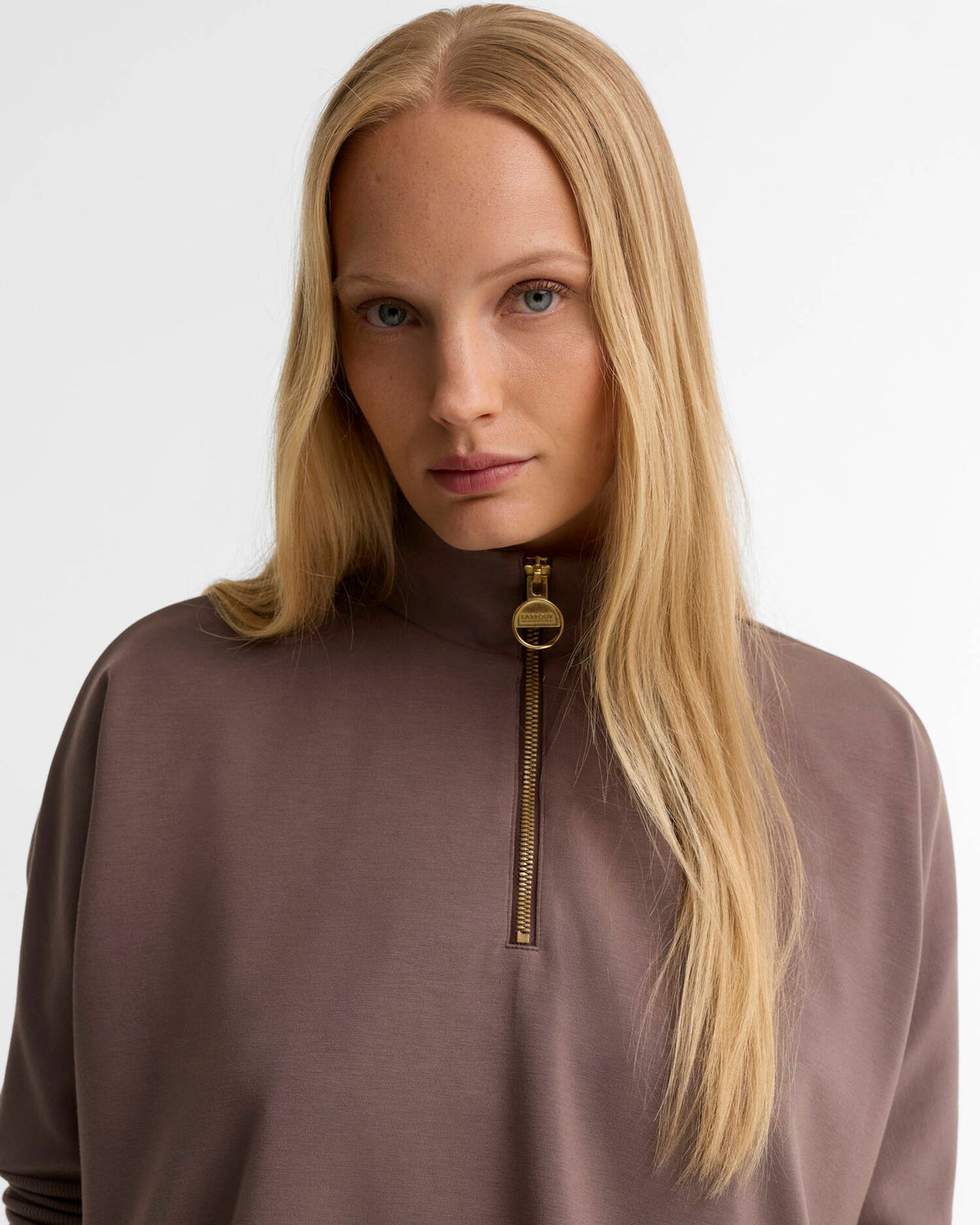 Women's Barbour International Kemora Half Zip Sweatshirt In Truffle — view 4