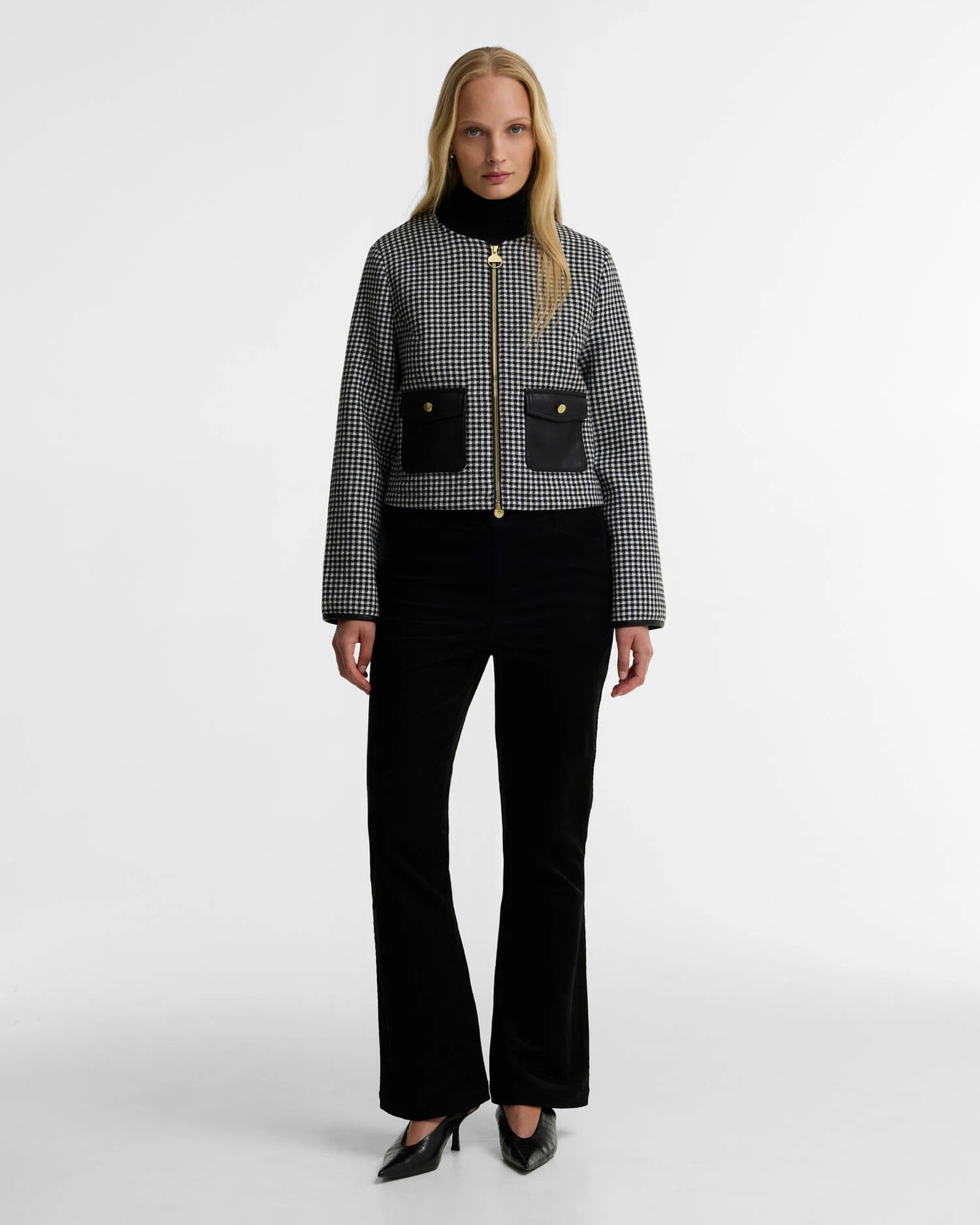 Women's Barbour International Halina Cropped Gingham Jacket — view 2
