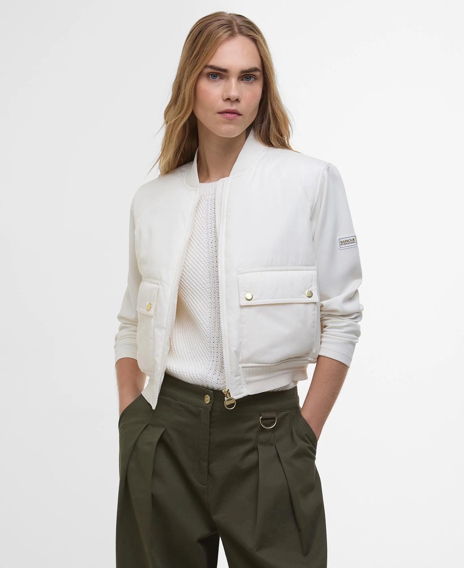 Women's Barbour Off White Emerson Quilted Sweat Jacket