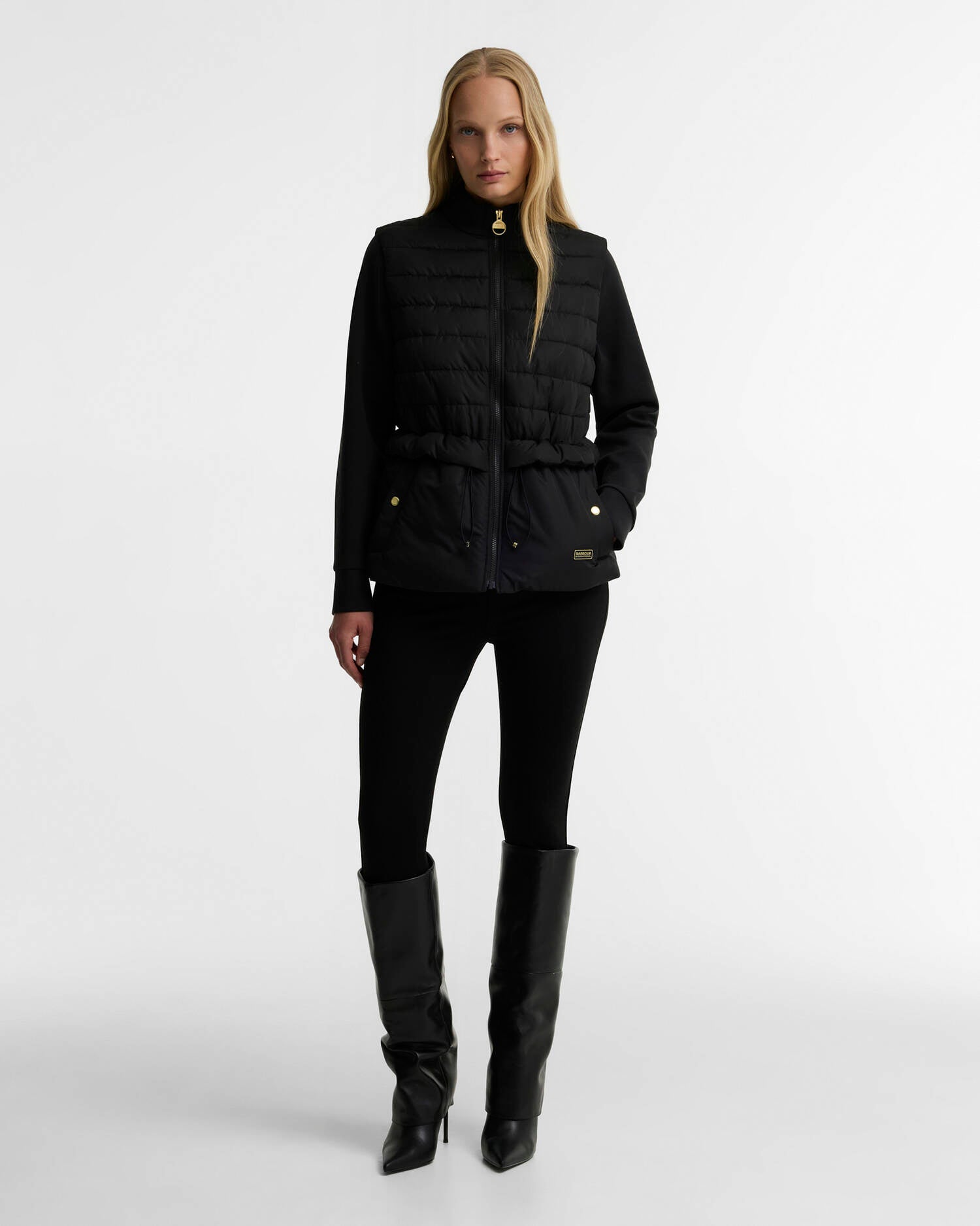Women's Barbour International Ari Quilted Sweat In Black — view 2