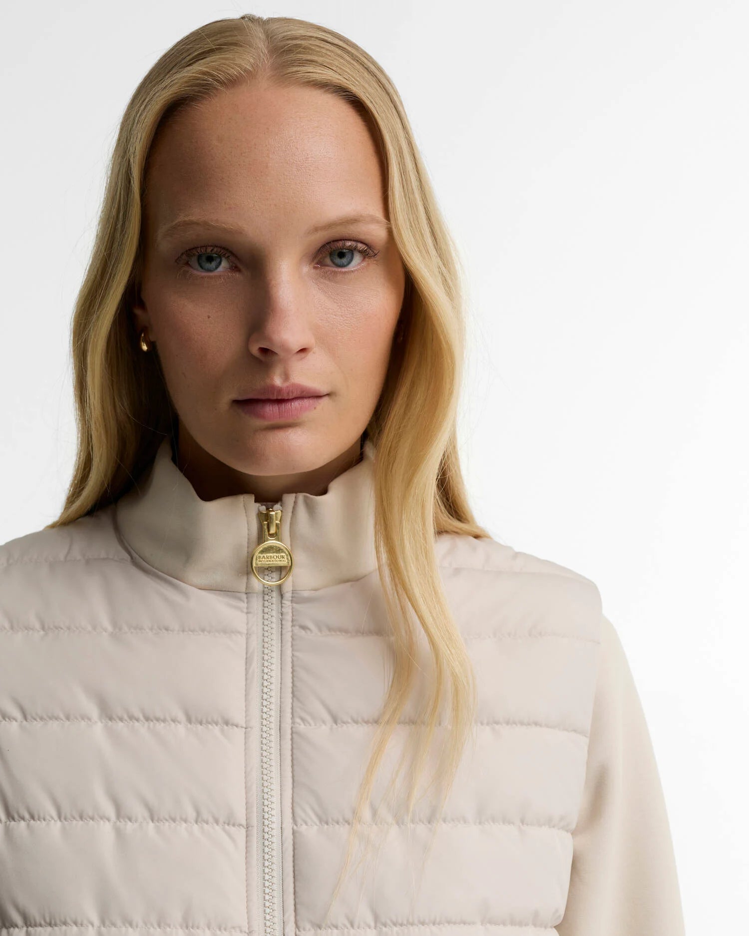 Women's Barbour International Ari Quilted Sweat In Moonbeam — view 4