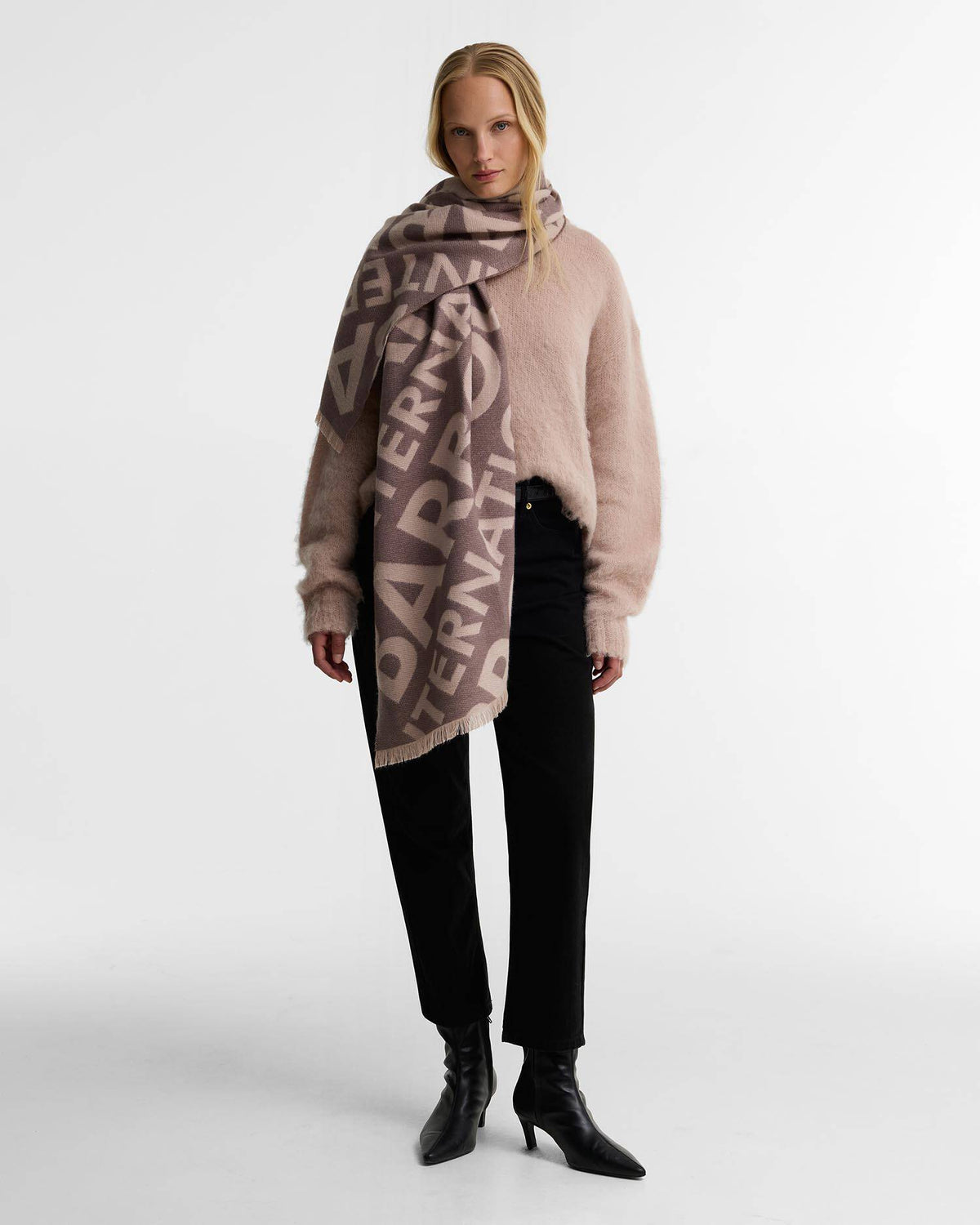 Women's Barbour International Kenna Logo Scarf In Truffle/Nutmeg — view 2