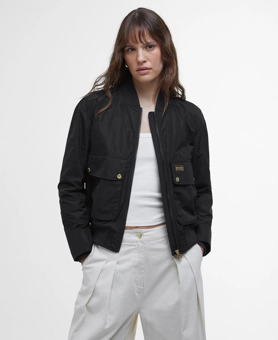 Women's Barbour Black Priya Showproof Bomber Jacket