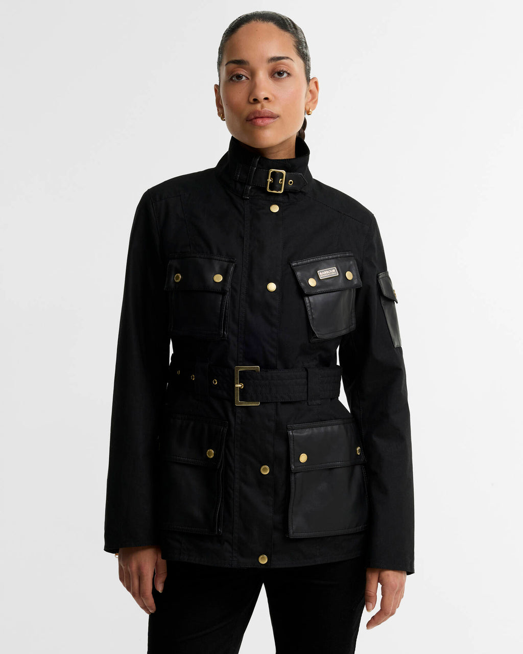 Women's Barbour International International Heritage Wax In Black/Northumberland Check