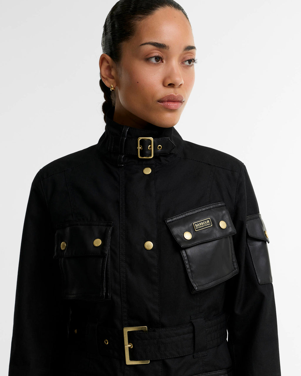 Women's Barbour International International Heritage Wax In Black/Northumberland Check — view 3