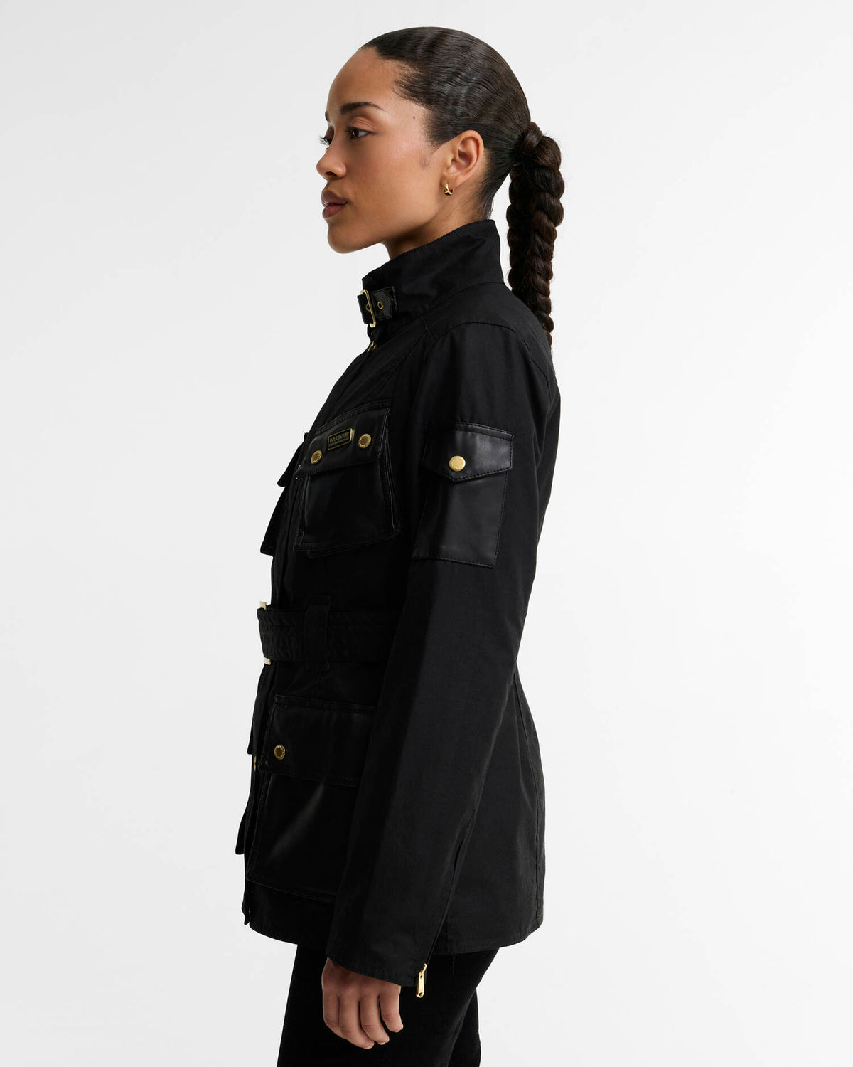Women's Barbour International International Heritage Wax In Black/Northumberland Check — view 5
