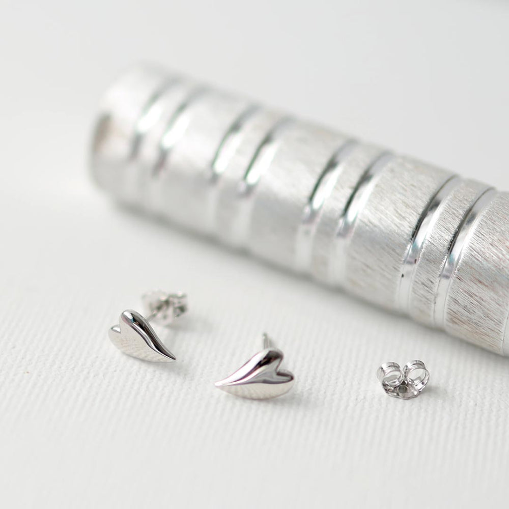 Kit Heath Silver Desire Kiss Mini Heart Stud Earrings 40BK — view 3