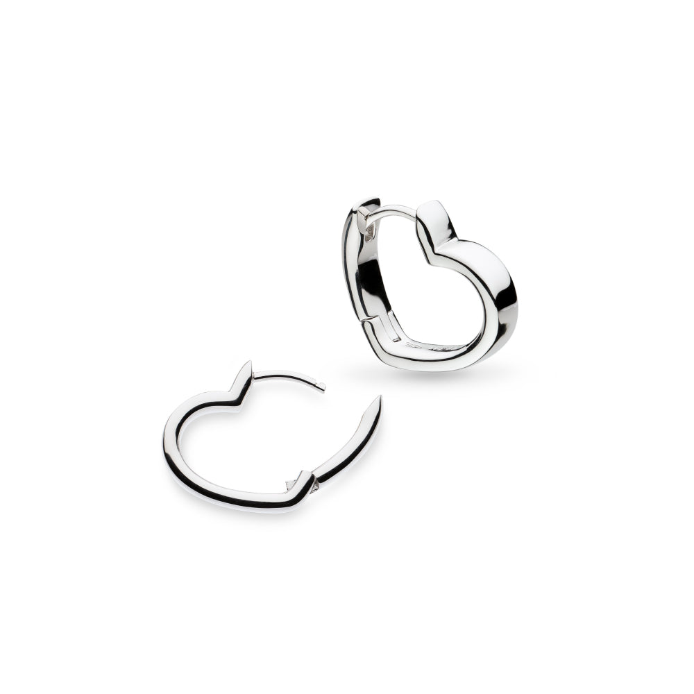 Kit Heath Love Silver Heart Outline Hinged Hoop Earrings