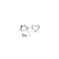Kit Heath Love Silver Heart Fine Outline Stud Earrings 40530RP