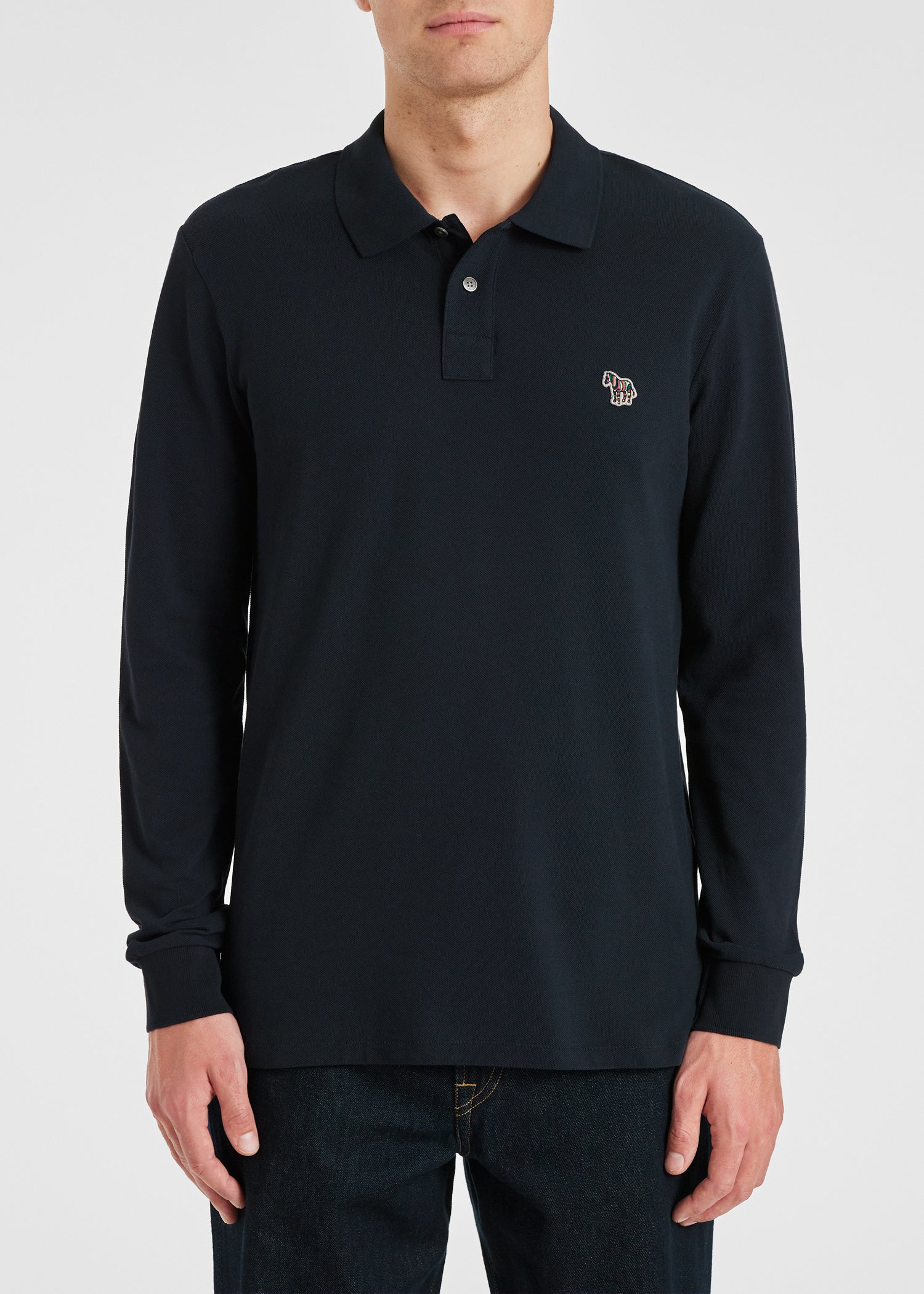 Mens Paul Smith Dark Navy Regular Fit Long Sleeve Polo Shirt - image 3