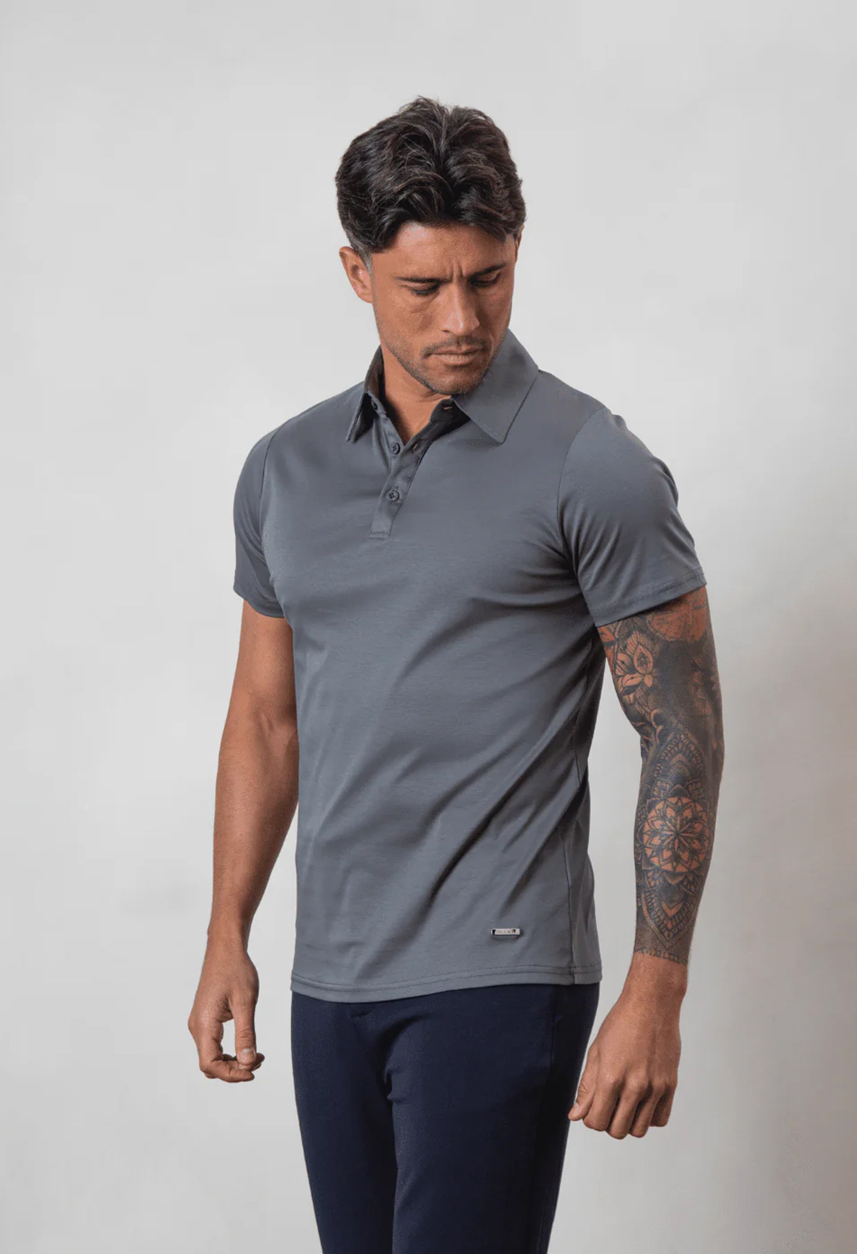 Men's Belier Grey Mercerised Premium Polo Shirt