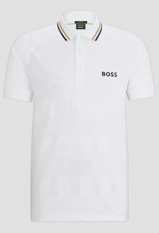 Men's BOSS Green Patteo MB White Slim Fit Polo