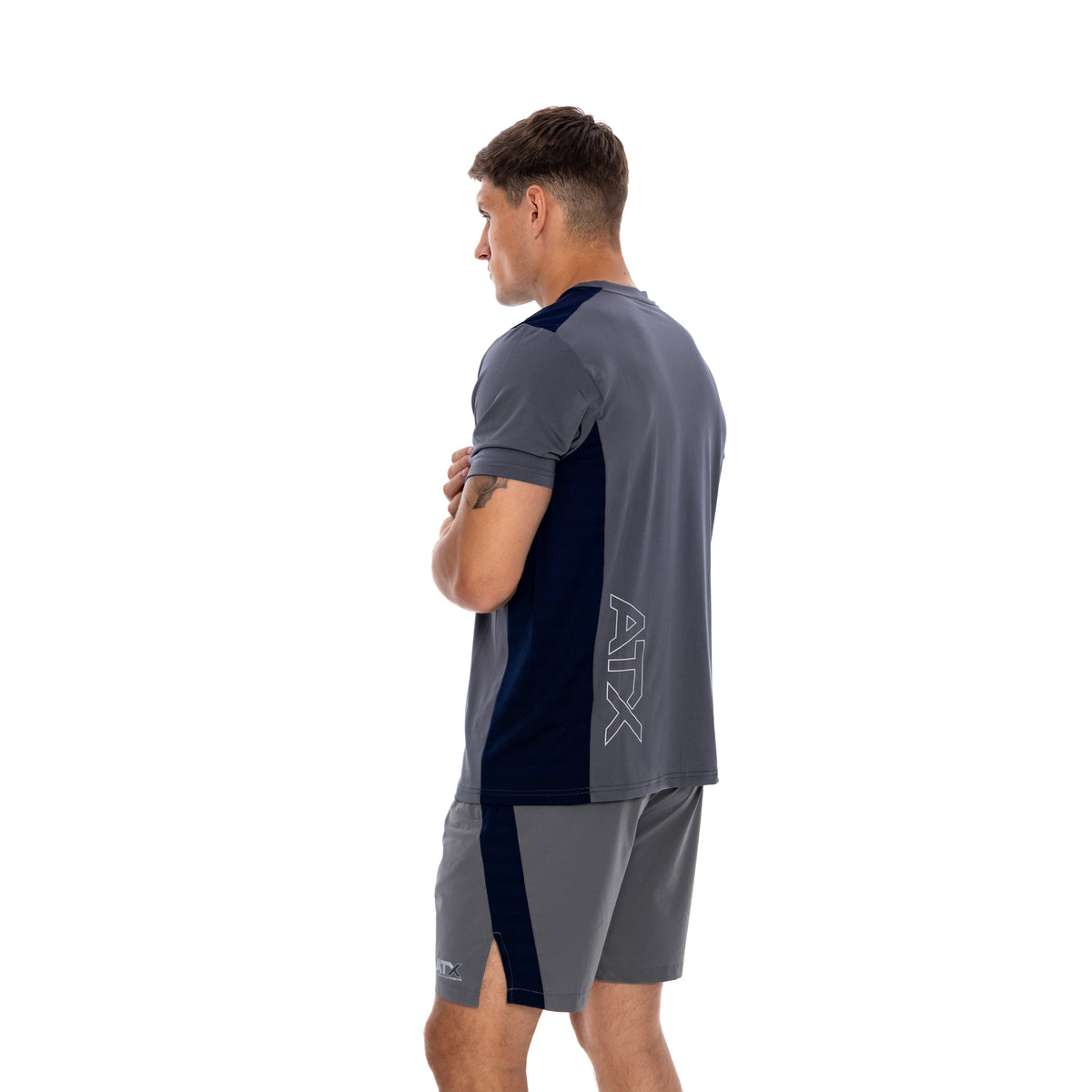 Men's ATX Cascade T-Shirt & Terra Short in Dark Grey/Navy Set — view 2