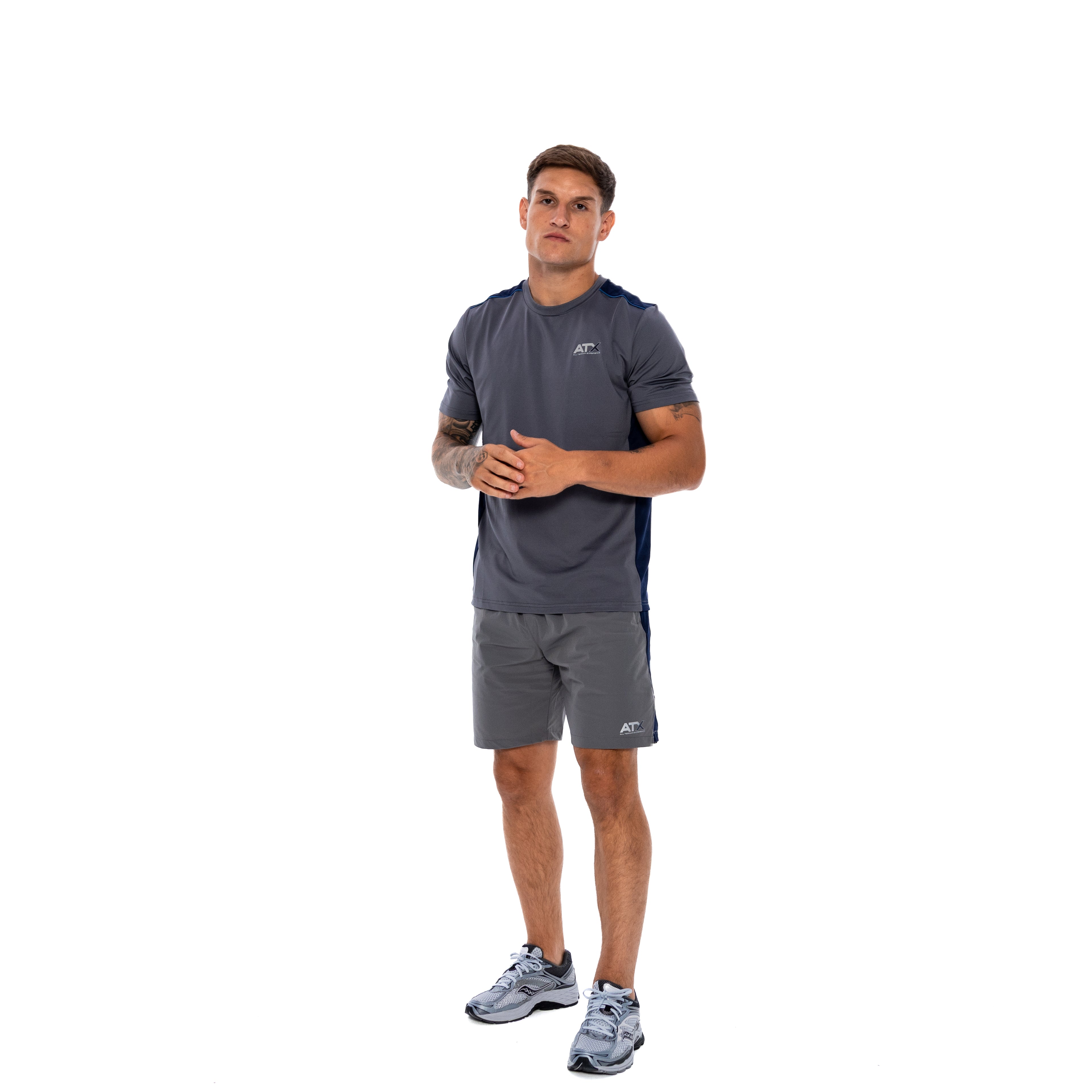 Men's ATX Cascade T-Shirt & Terra Short in Dark Grey/Navy Set — view 4