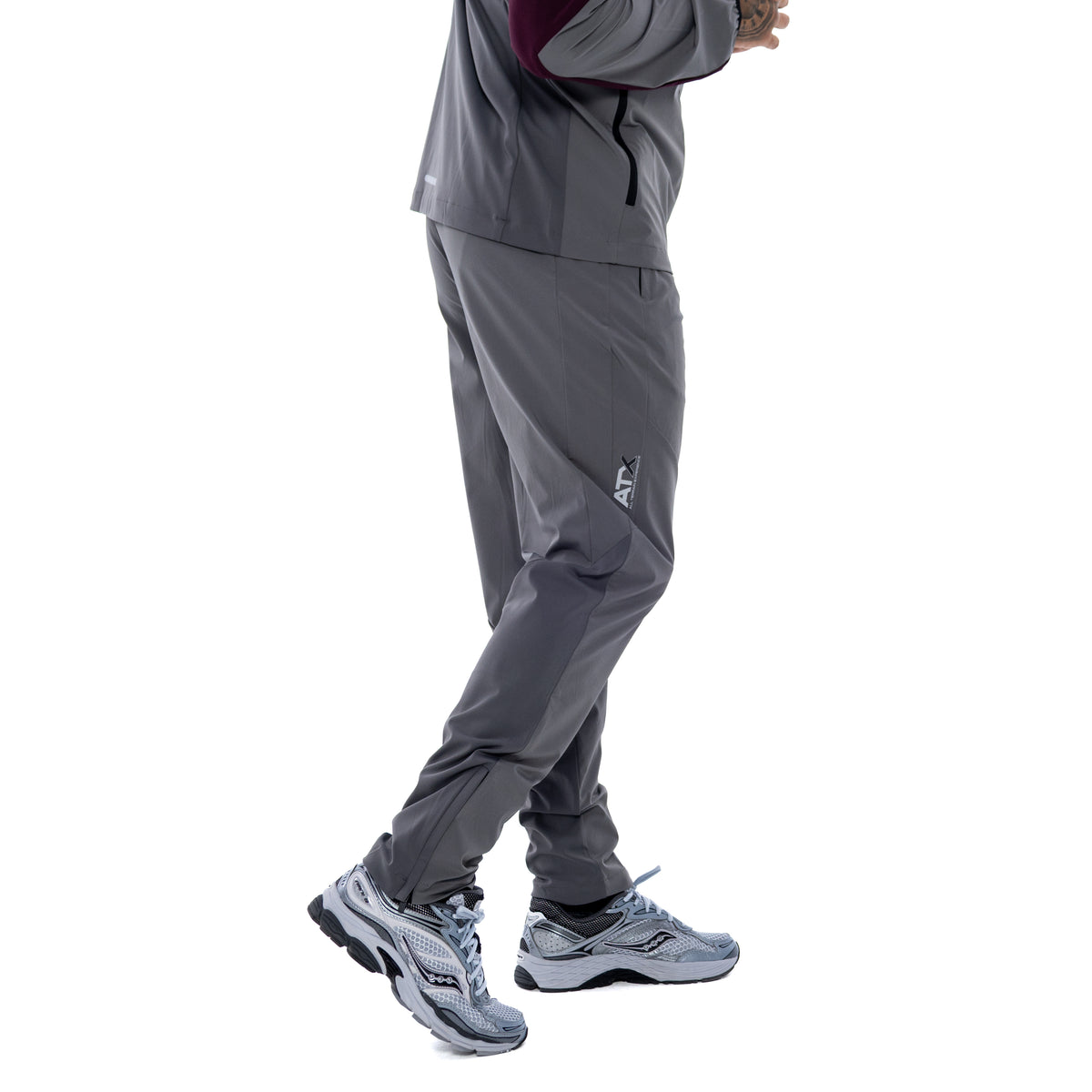 Men's ATX Traverse Track Top & Track Pant in Dark Grey/Burgundy Tracksuit Set