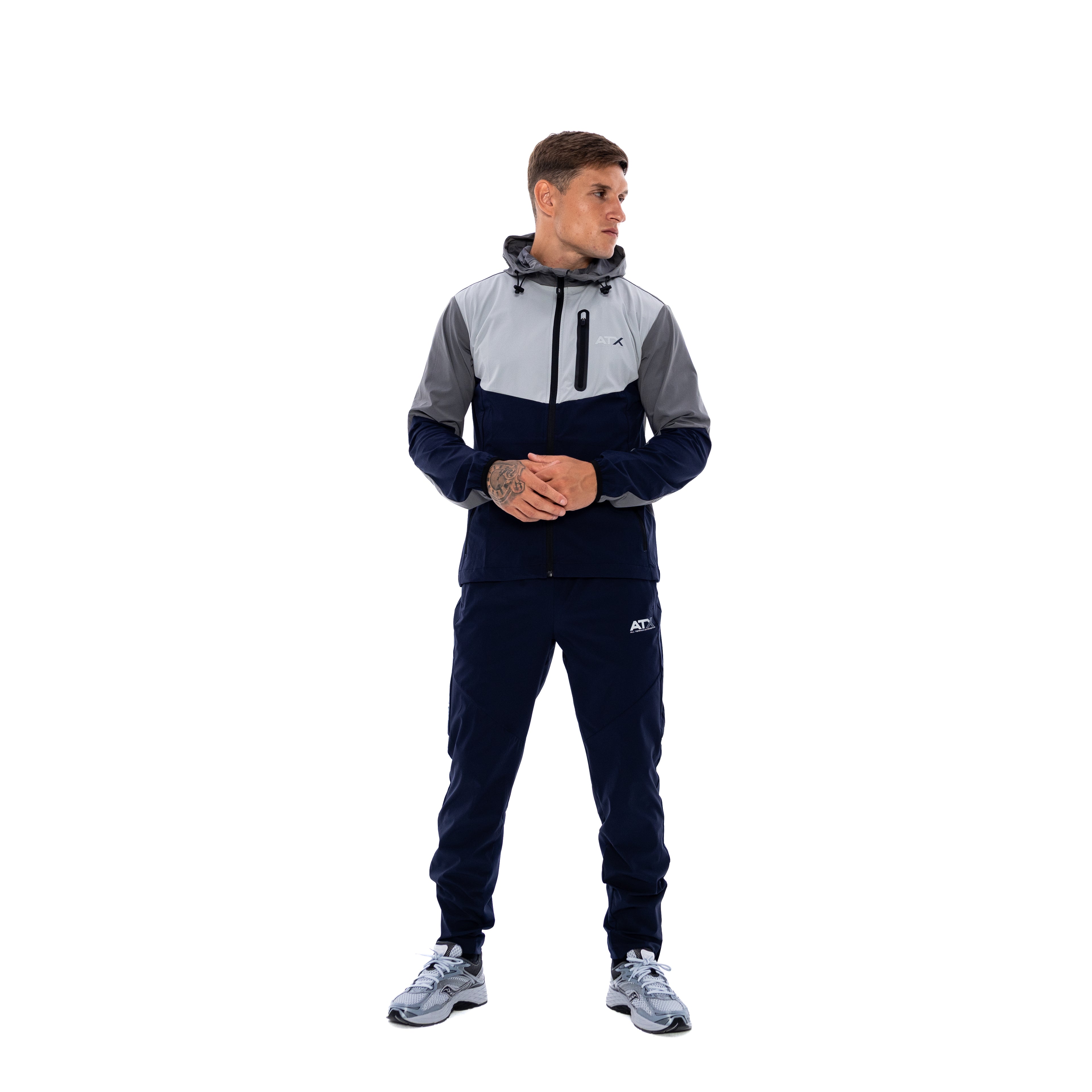 Men's ATX Traverse Track Top in Grey/Black & Traverse Track Pant in Black Tracksuit Set — view 3