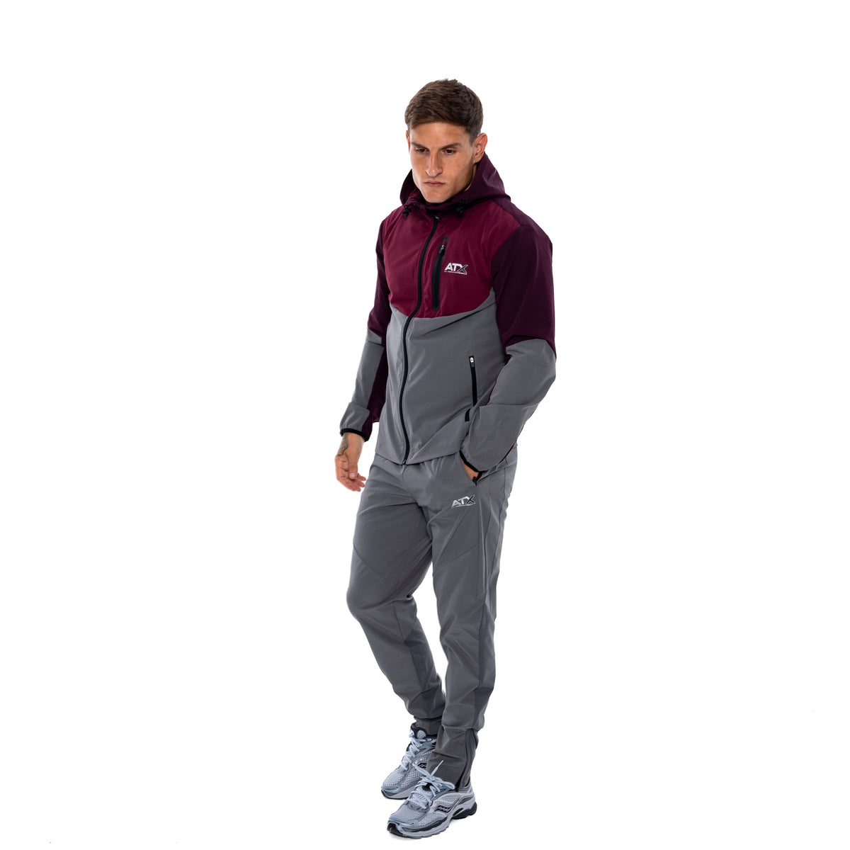 Men's ATX Cascade T-Shirt in Dark Burgundy/Dark Grey