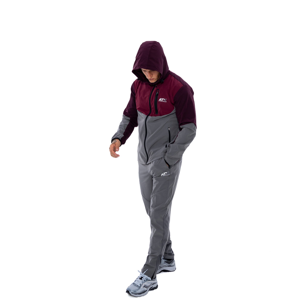 Men's ATX Traverse Track Top in Dark Grey/Burgundy