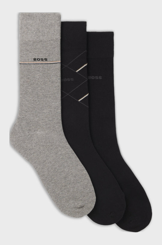 Men's BOSS Black 3 Pack Gift Set Icon Black Socks