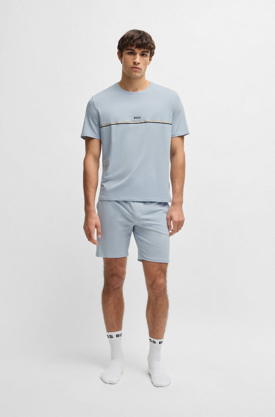 Men's BOSS Black Unique T-Shirt  And Short Set Light Pastel Blue