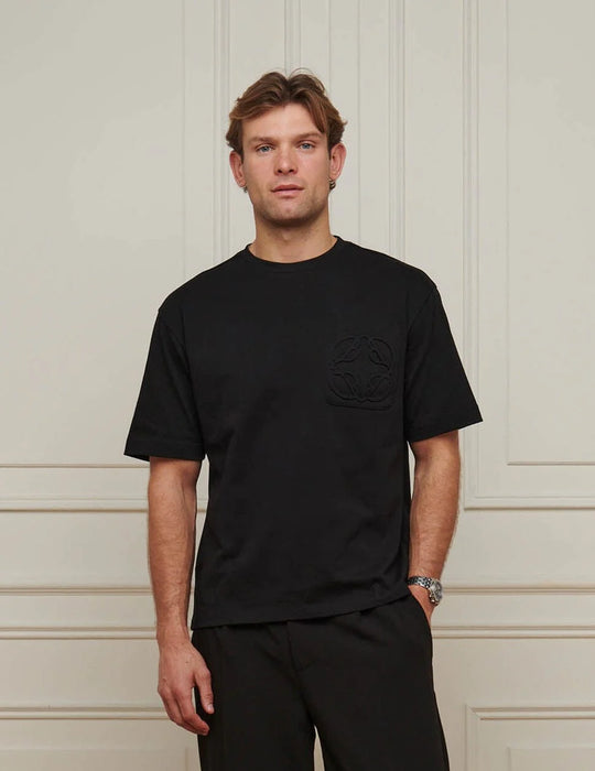 Men's Belier Black Embossed Emblem T Shirt
