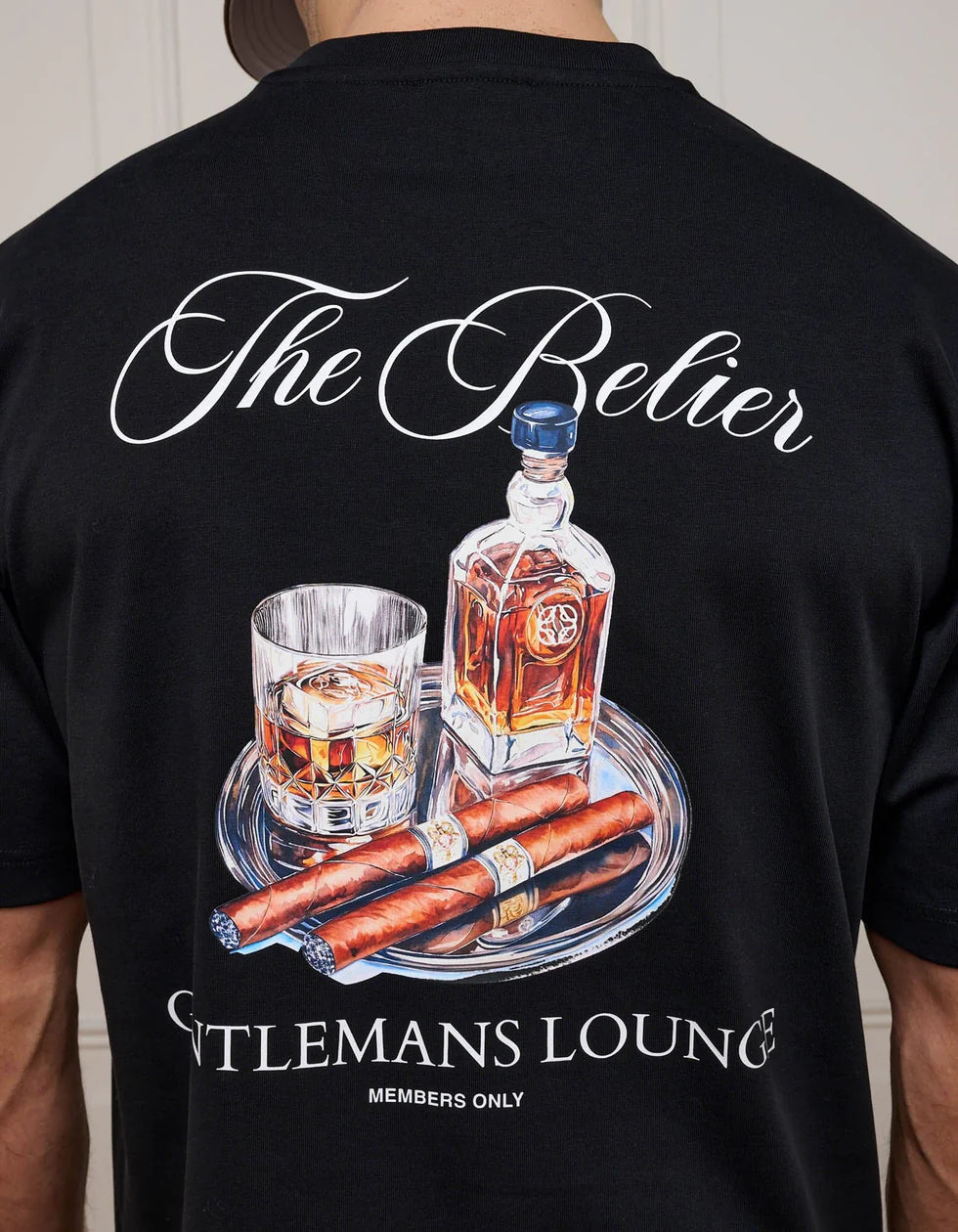 Men's Belier Black Gentlemans Lounge Graphic T-Shirt — view 4