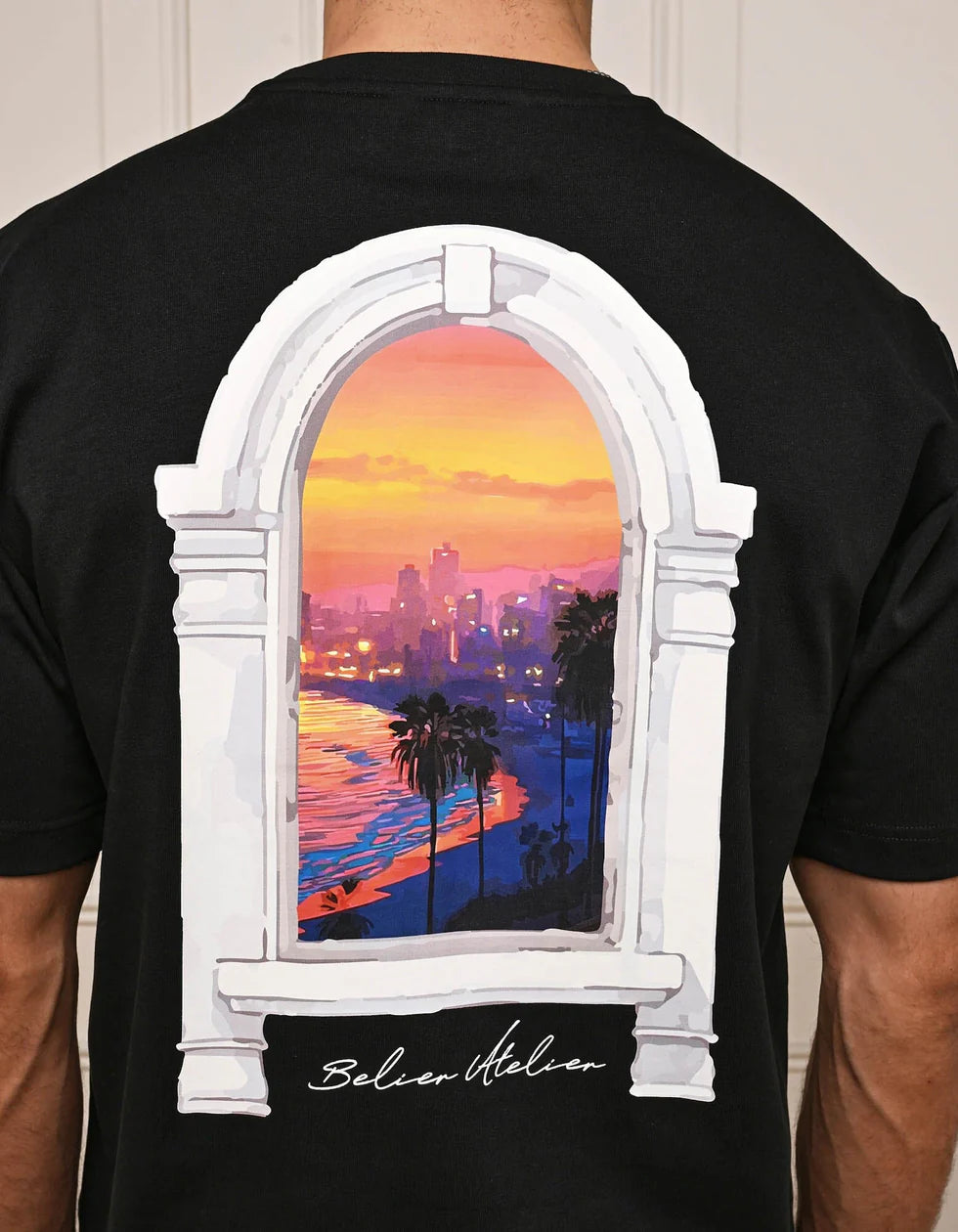 Men's Belier Black Miami Graphic T-Shirt — view 2