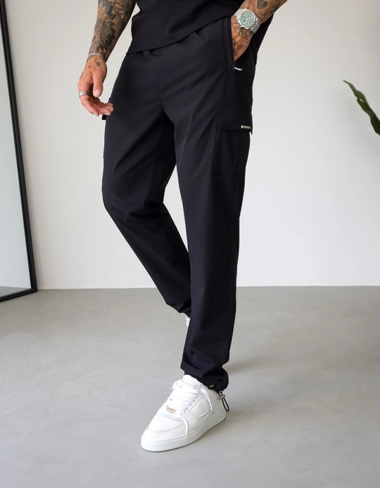 Men's Belier Black Woven Cargo Pant