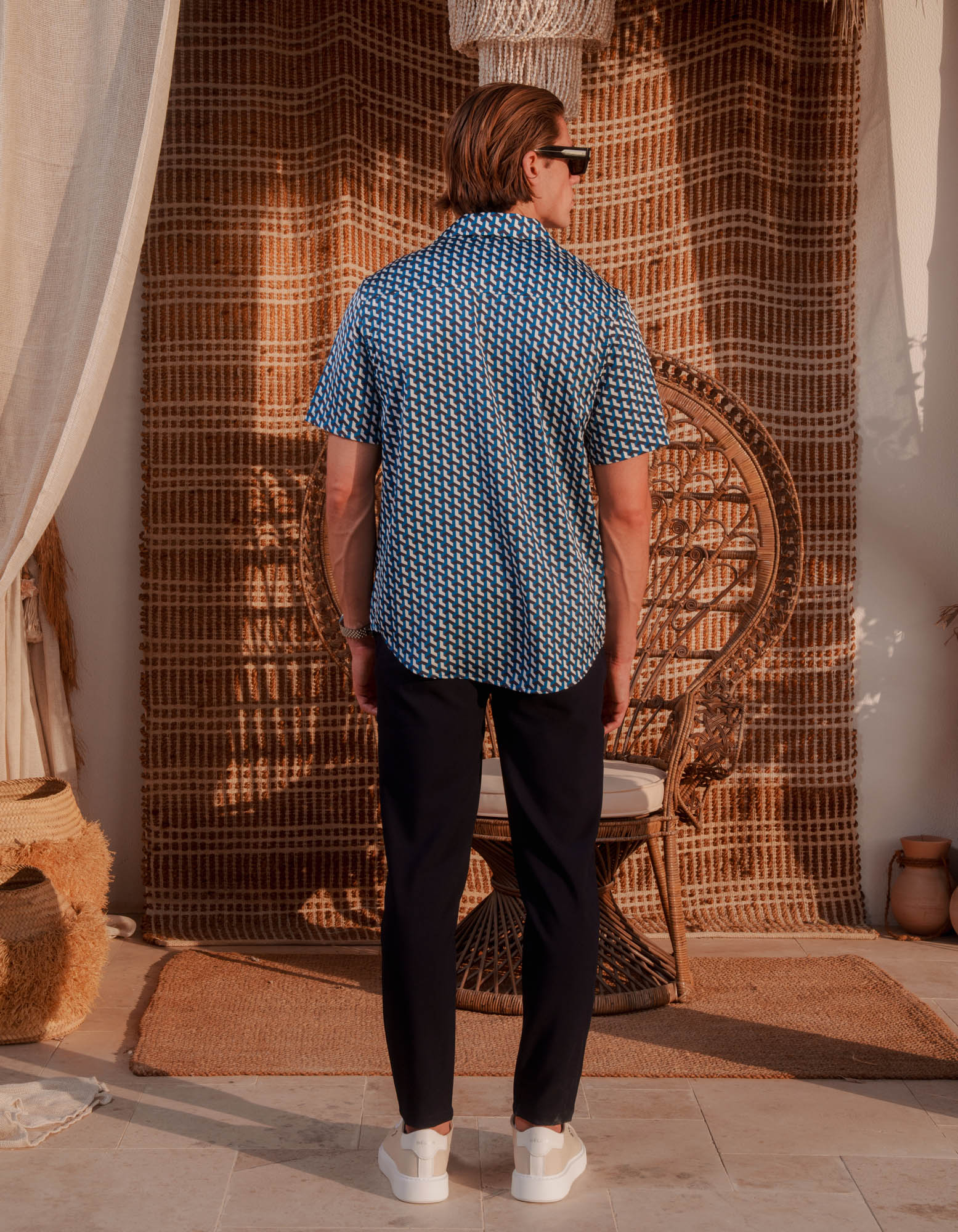 Men's Belier Blue Illusion Print Shirt — view 4