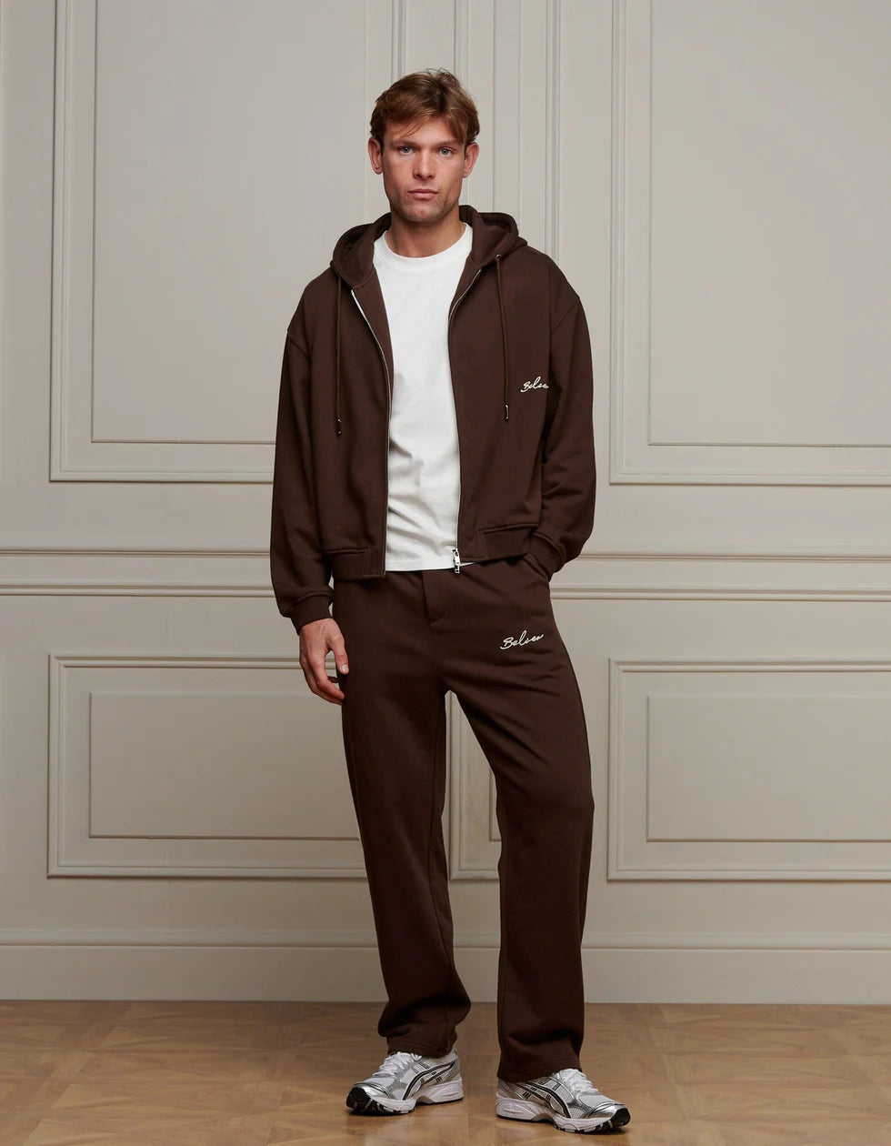 Men's Belier Brown Oversized Zipped Hoodie — view 4