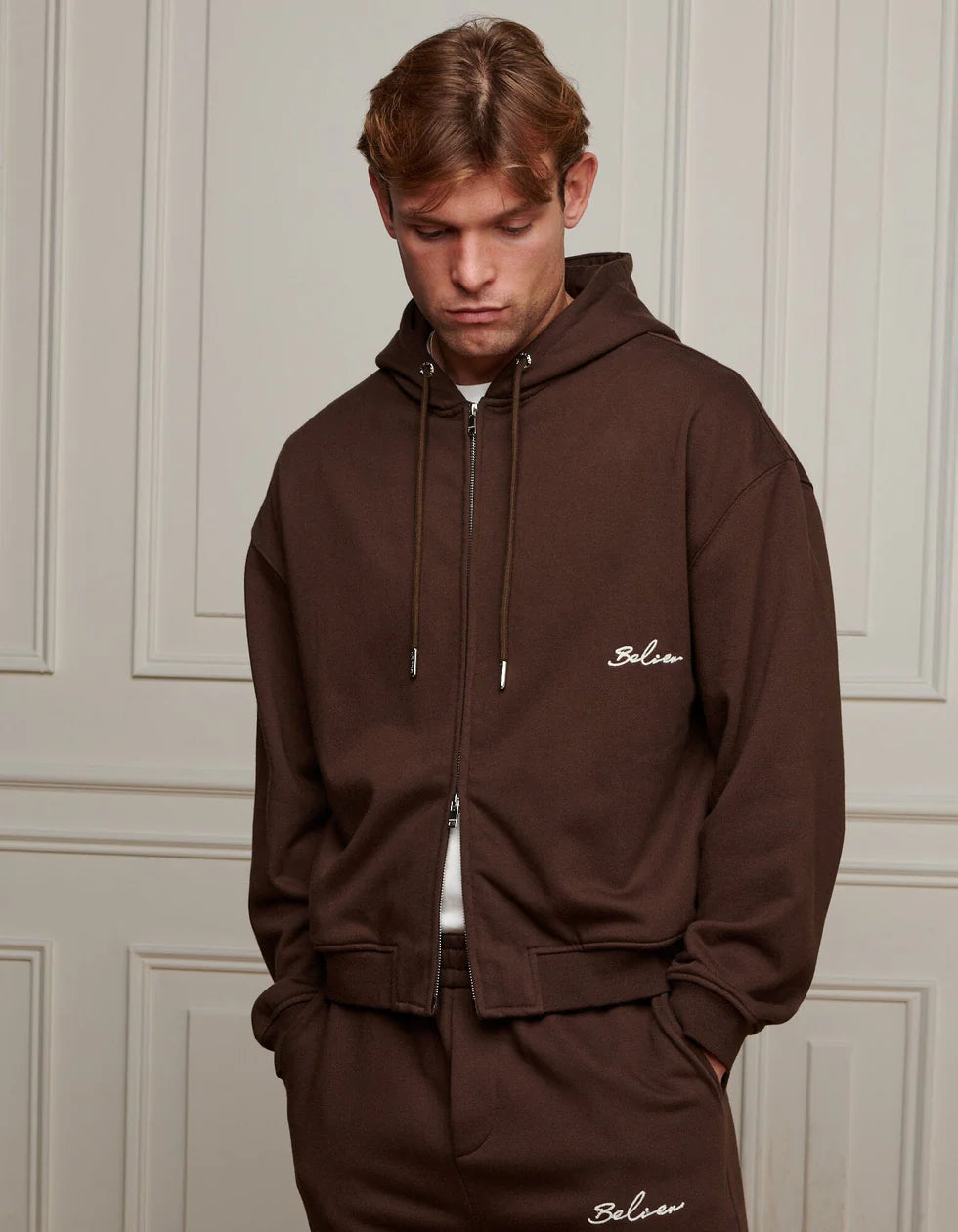 Men's Belier Brown Oversized Zipped Hoodie