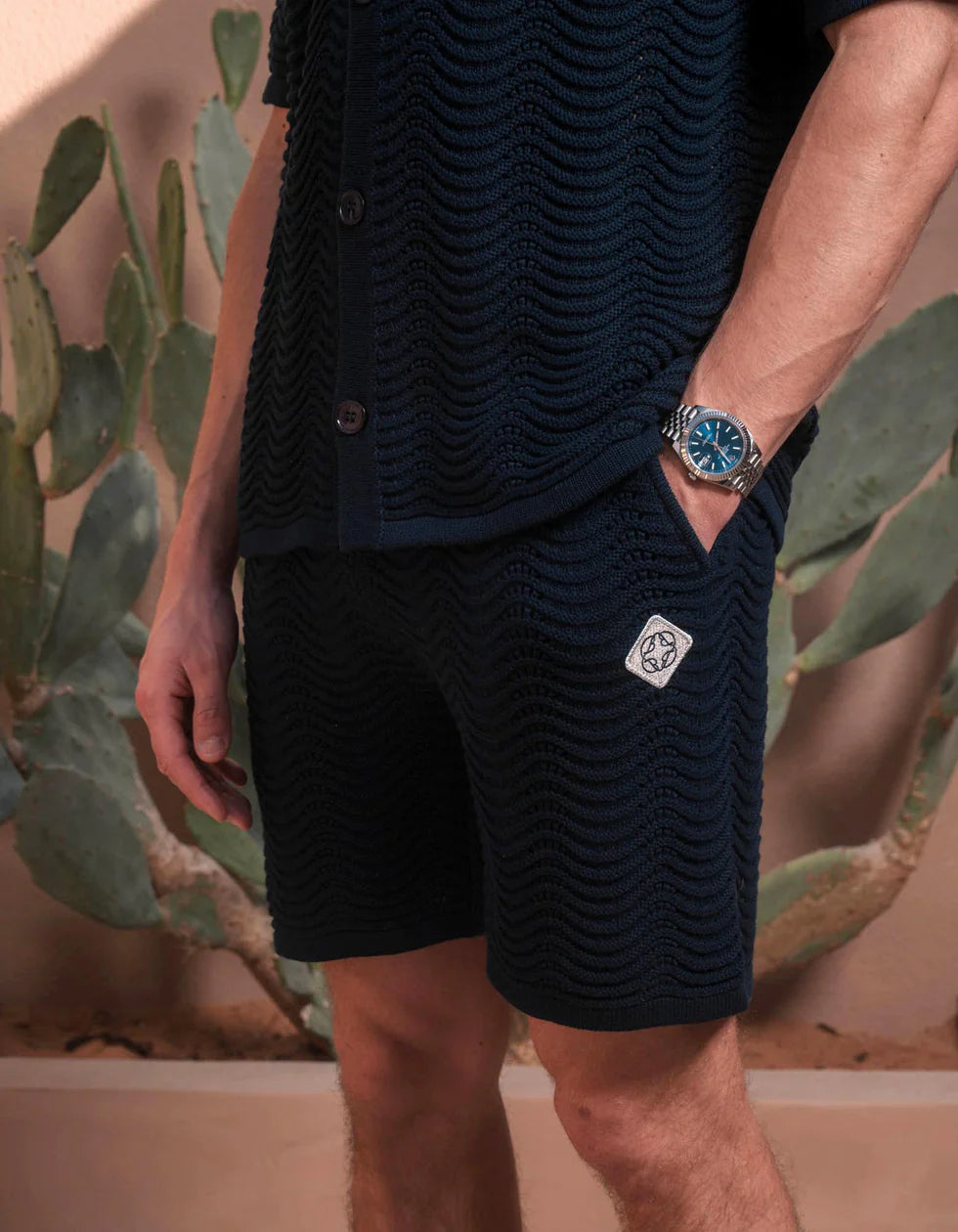 Men's Belier Navy Ocean Crochet Short