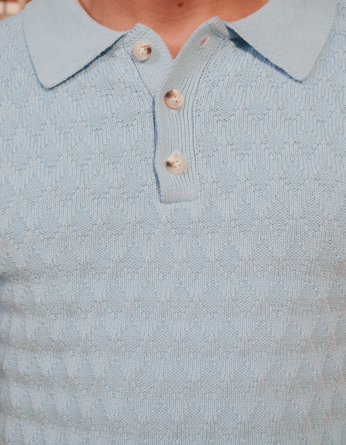Men's Belier Sky Blue Diamond Stitch Polo — view 3