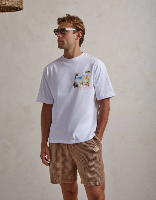 Men's Belier White Amalfi Arch Logo T-Shirt