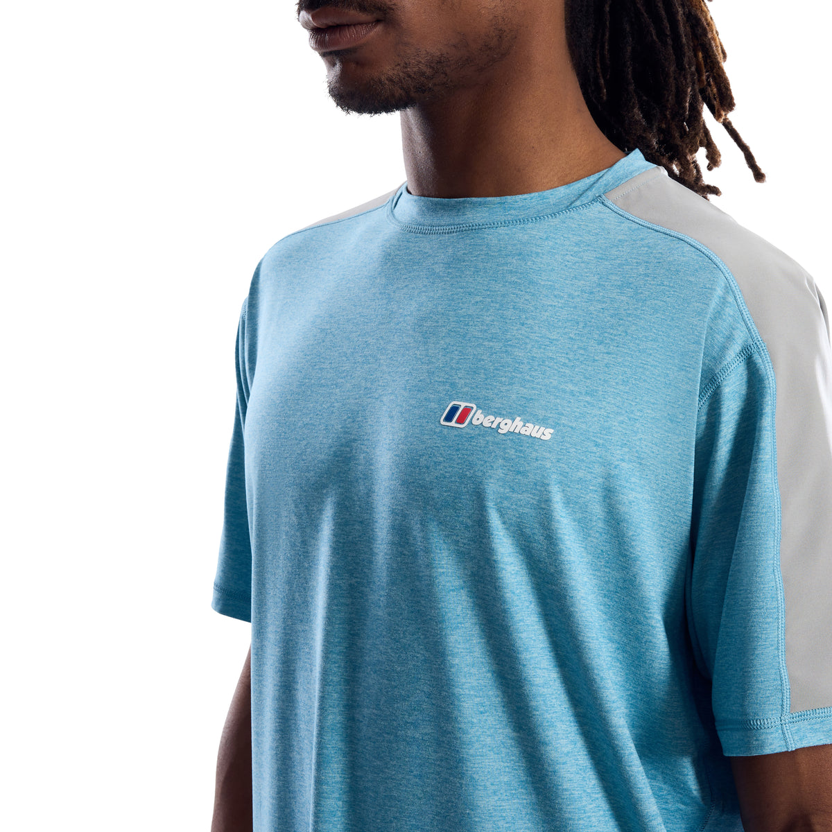 Men's Berghaus Farndale Tech Tee Genetic Blue Polar &  Wavertree Short in Grey Set — view 3