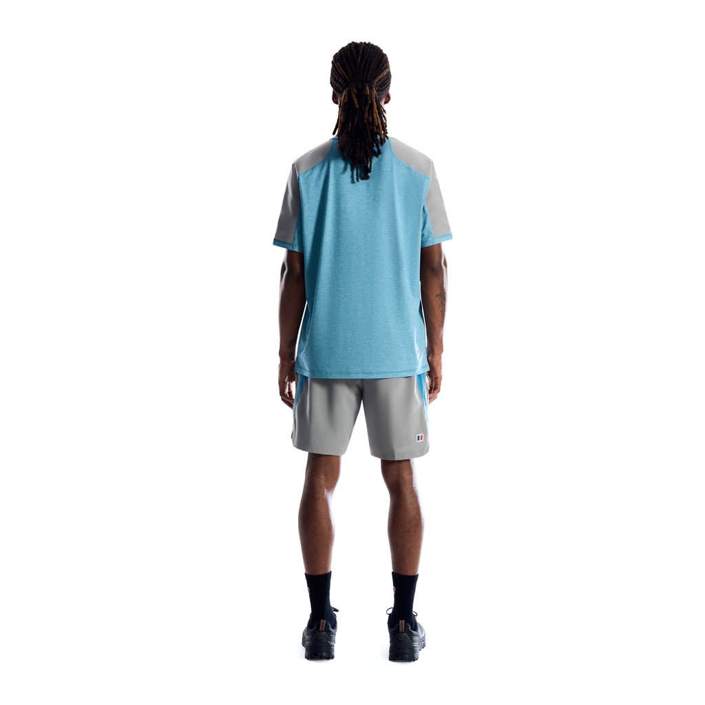 Men's Berghaus Farndale Tech Tee Genetic Blue Polar &  Wavertree Short in Grey Set — view 5
