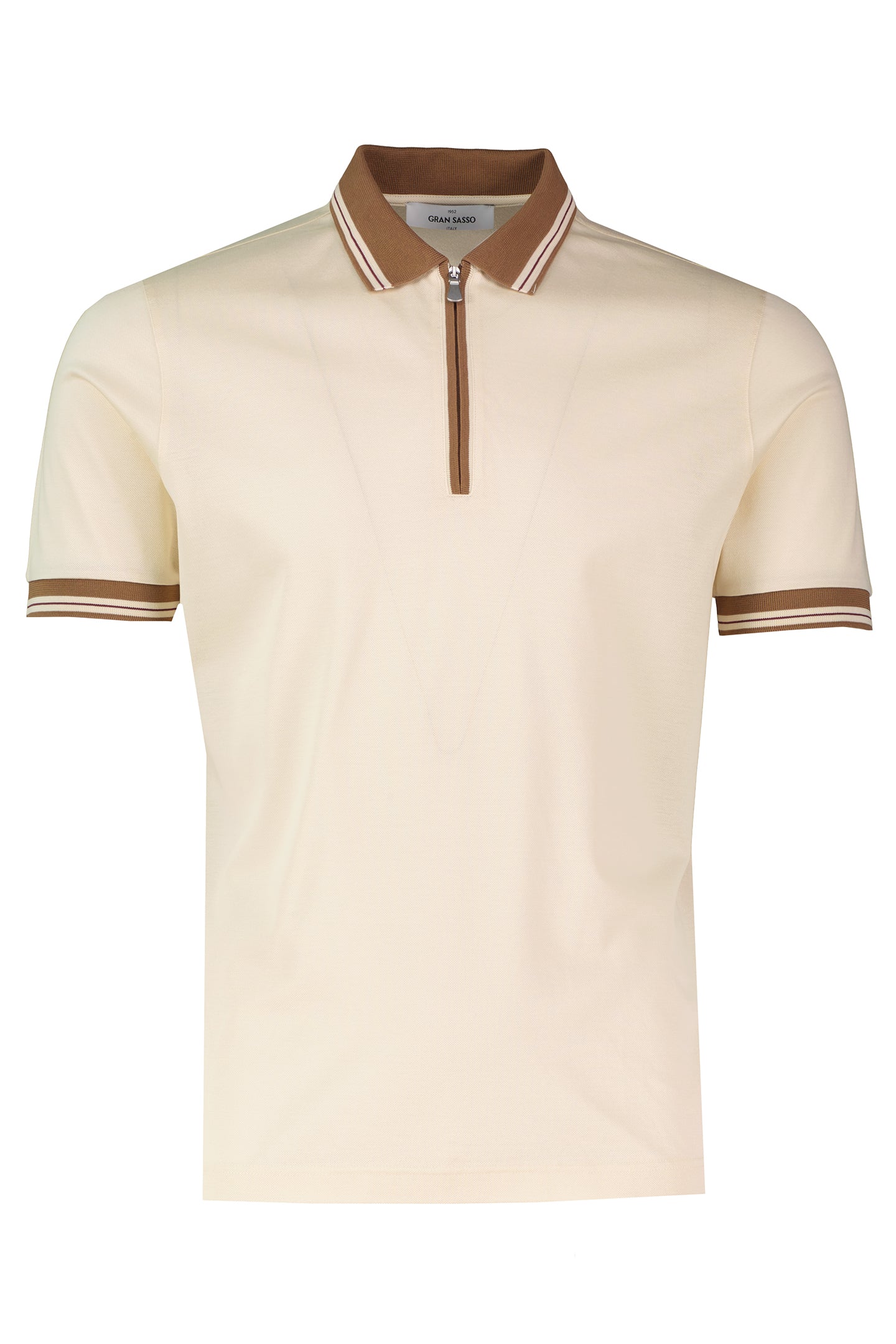 Men's Gran Sasso Beige Mercerised Zip Polo Shirt - image 2