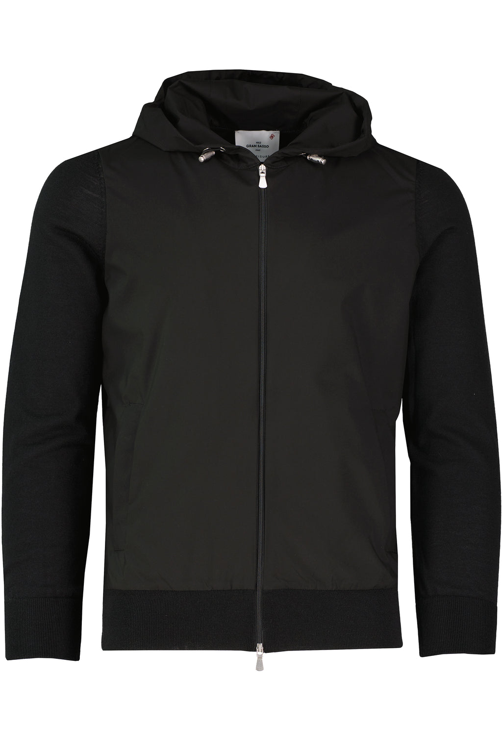 Men's Gran Sasso Black Hoodie Hybrid Jacket