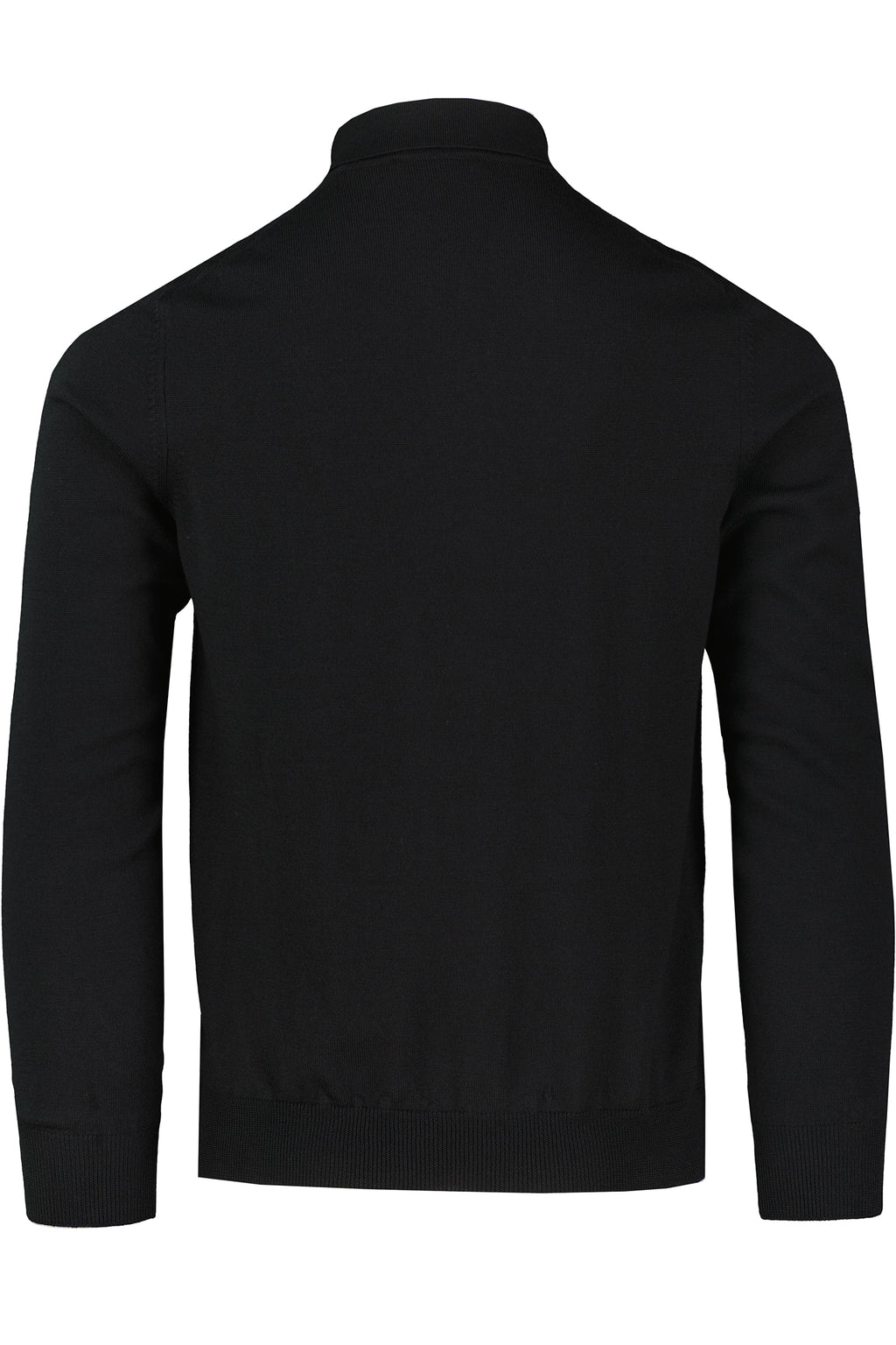 Men's Gran Sasso Black Long Sleeve Zip Merino Wool Knitted Polo Shirt - image 3